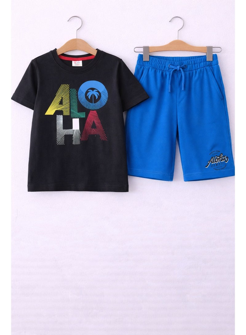 victor and jane Boys’ 2-Piece Set – “Aloha” Graphic T-Shirt & Shorts - Image 3